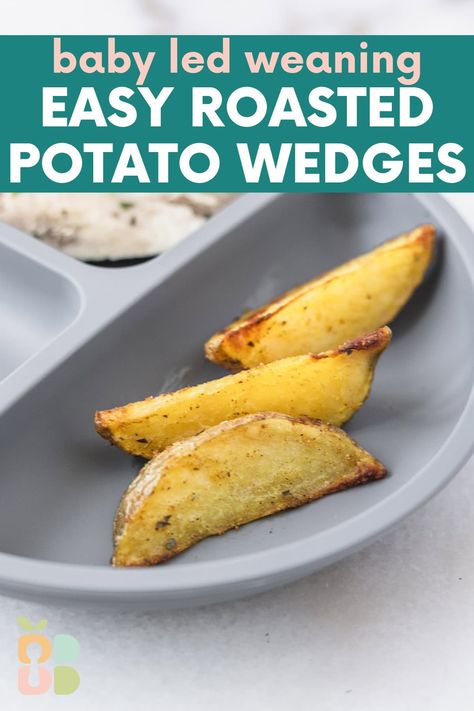 Roasted Potatoes for Baby Led Weaning - Baby Led Bliss Baby Applesauce, Kid Friendly Side Dishes, Easy Roasted Potatoes, Roasted Potato Wedges, Whipped Potatoes, Pesto Salmon, Healthy Potatoes, Roasted Potato, Vegetarian Bake