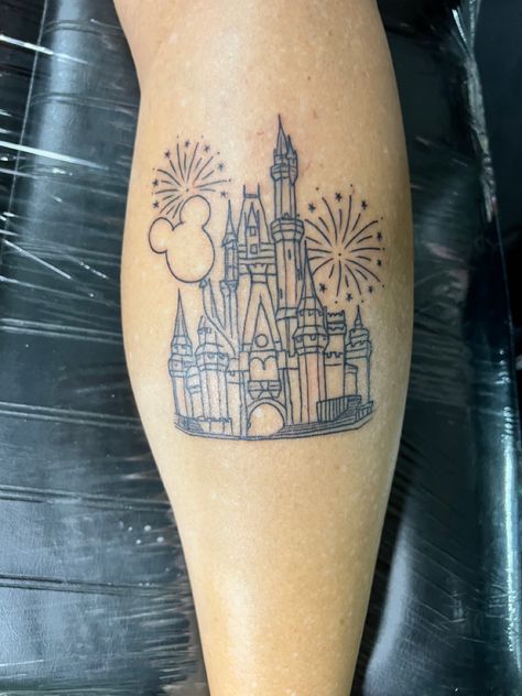 Disney Castle Tattoo, Disney Inspired Tattoos, Castle Tattoo, Disney Sleeve, Angel Tattoo, Book Tattoo, Disney Castle, Beauty Tattoos, Disney Tattoos