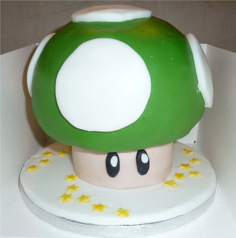 Mario Mushroom Birthday Cake // Love the look of this Mario mushroom cake, but I would prefer regular icing, not fondant. Mushroom Birthday Cake, Mushroom Birthday, Mario Bros Cake, Mushroom Cake, Mcqueen Cake, Super Mario Bros Birthday Party, Cake Favors, Mario Cake, Mario Bros Birthday