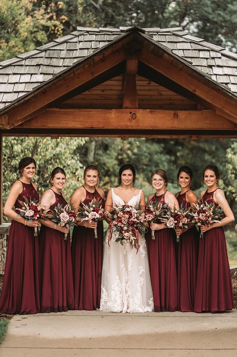 Burgundy and Taupe Silk Wedding Flowers - Reveal and Review — Silk Wedding Flowers and Bouquets Online | Love Is Blooming Long Sleeve Burgundy Bridesmaid Dresses, Wine And Champagne Wedding Colors, Cabernet Wedding Flowers, Burgundy And Brown Wedding, Maroon And Champagne Wedding, Burgundy And Sage Wedding, Burgundy And Cream Wedding, Burgundy Champagne Wedding, Burgundy Bouquet Wedding