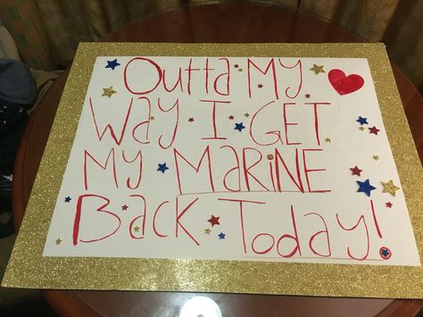 Marine boyfriend Graduation Marine Bootcamp Graduation Signs, Marine Graduation Posters, Usmc Graduation, Marine Boyfriend, Military Letters, Marine Graduation, Camp Letters, Diy For Him, Boyfriend Graduation