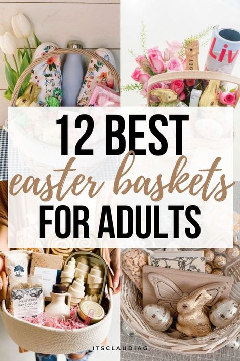 I gave one of these Easter Basket ideas to my sister and she totally loved them! The best part is they’re super easy to make and great Easter Basket ideas for adults. Easter Basket Ideas For Adults, Adult Gift Basket, Homemade Easter Gifts, Simple Easter Baskets, Homemade Easter Baskets, Easter Basket Themes, Adult Easter Baskets, Unique Easter Baskets, Easter Gift For Adults