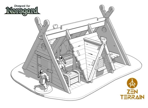 zen norsgard04 Viking Cabin, Viking Hut, Viking Buildings, Grid Ideas, Viking House, Russian Architecture, Wargaming Terrain, Fantasy House, Terraria