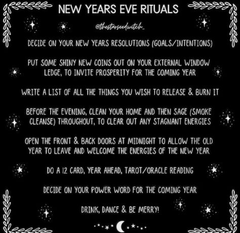 New Years Witch Traditions, New Year’s Eve Witch Ritual, Nye Rituals New Years, New Year Witchy Tips, New Years Witch Tips, New Years Eve Witch Ritual, New Year Spiritual Rituals, New Year’s Eve Spells, Pagan New Years Eve Traditions