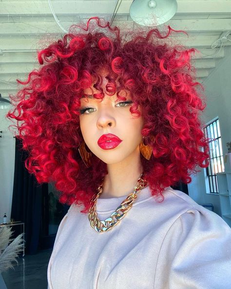 Color Block Hair, Vibrant Red Hair, Curly Color, Fire Hair, Natural Hair Stylists, Red Violet, Instagram Selfie, Bright Hair, My Followers