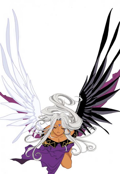 Urd, Half goddess half demon - Manga Oh My goddess Ah My Goddess, Half Demon, Devian Art, Oh My Goddess, Female Superhero, Shaman King, Black Anime, Face Characters, Hero Costumes