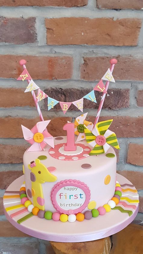 Bunting and windmill 1st birthday cake ☺ Boy Cakes, Train Theme, 1st Birthday Cake, Cakes For Boys, Party Cake, Girl Party, Creative Cakes