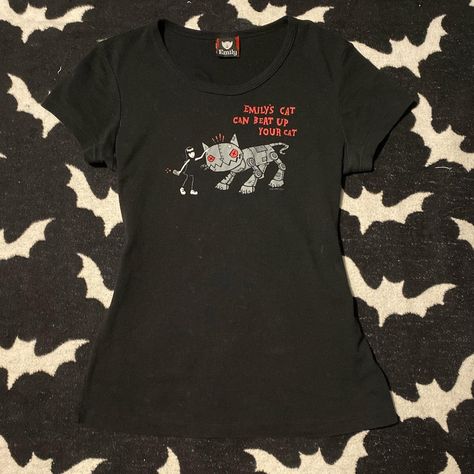 ☆ Emily the Strange tee ☆  ☆ 2004 tag☆ ☆ Size L ☆ ☆... - Depop Emily The Strange Clothes, Goth 2000s, Clothes Board, Emily The Strange, Crazy Outfits, 2000s Fashion Outfits, Big Clothes, Alt Fashion, 2000s Fashion