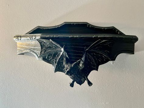 Goth House Decor, Gothic Shelf, Victorian Gothic Home Decor, Goth Houses, Gothic Home, Black Bat, Gothic Decor, Halloween Inspiration, Gothic Home Decor