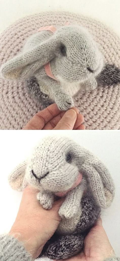 Lop Rabbit, Rabbit Knitting Pattern, Grey Rabbit, Holland Lop, Easy Knitting Projects, Animal Knitting Patterns, Quick Knits, Classic Grey, Dress Tutorials