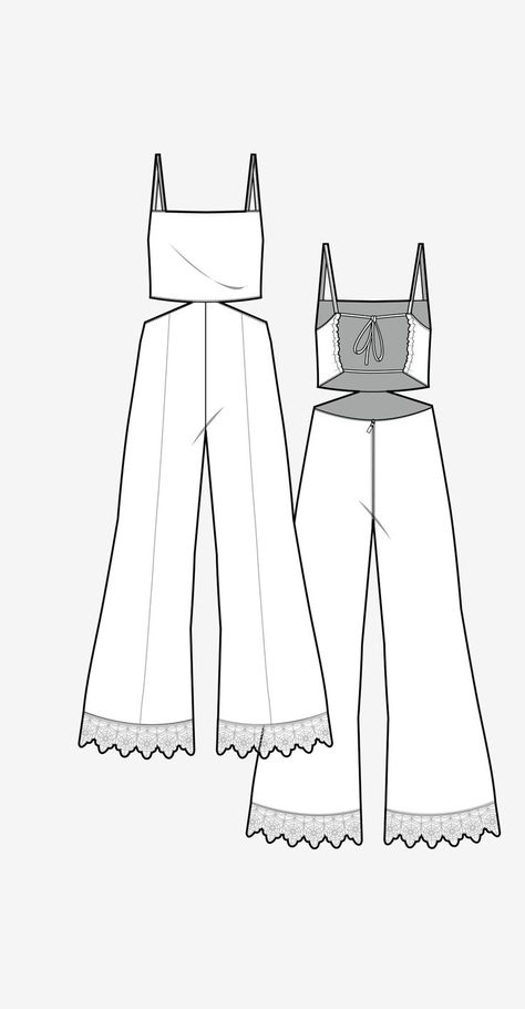 Ss19 pinafore jumpsuit silhouette wgsn design development Pinafore Jumpsuit, Silhouette Mode, Fashion Design Drawing, Clothing Sketches, Design Silhouette, Mode Chanel, Top Sewing, Fashion Design Sketchbook, Fashion Sketchbook