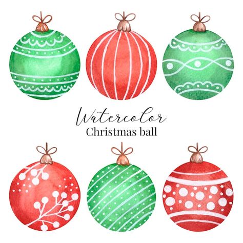 Watercolor christmas balls. red and gree... | Premium Vector #Freepik #vector #christmas-bow #christmas-decoration #christmas-ornament #christmas-holly Watercolor Christmas Balls, Christmas Tree Toys, Green Decoration, Christmas Stock Photos, Ornament Drawing, Watercolor Christmas Tree, Vector Christmas, Christmas Tree Toy, Bow Christmas