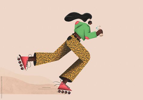 Rollerskate Illustration, Roller Skate Illustration, Rollerskating Illustration, Roller Skating Pose, Roller Skating Illustration, Roller Skates Illustration, Roller Boogie, Rolling Skate, Rolling Girl