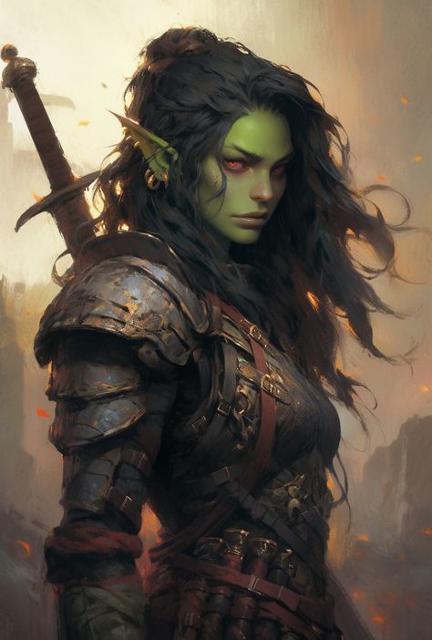 Female Orc Art, Dnd Orc Female, Orc Character Art, Githyanki Female Art, Hobgoblin Female, Female Ogre, Orc Queen, Orc Woman Art, Orc Woman Character Design