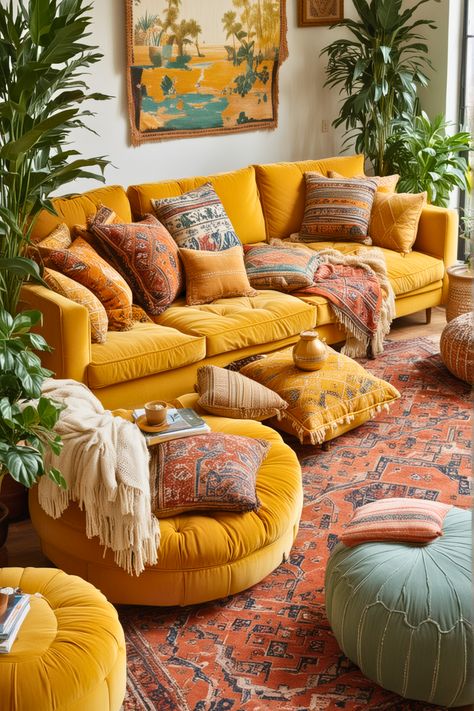 25 Yellow Couch Living Room Ideas for 2024 – The Crafty Hacks Yellow Couch Living Room Ideas, Yellow Couch Living Room, Funky Living Rooms, Yellow Couch, Couch Living Room Ideas, Yellow Sofa, Yellow Living Room, Couch Living Room, Stylish Living Room