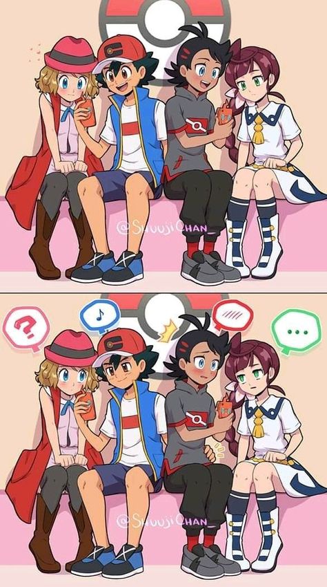 Ash X Gou, Kartu Pokemon, Pokemon Couples, Pokemon Firered, Pokemon Ash And Serena, Ash And Serena, Pokemon Alola, Pokemon Manga, Ash Pokemon