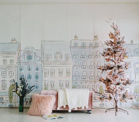 Parisian Street Wall Mural, Vintage Paris Themed Wallpaper | anewall – Anewall Parisian Street, Fantasy Bedroom, Parisian Theme, Vintage Parisian, Street Mural, Large Mural, Hand Painted Wallpaper, Paris Theme, Basement Decor