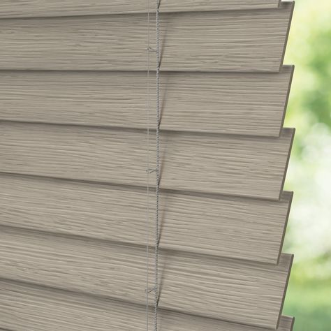 LEVOLOR Trim+Go 2-in Slat Width 35-in x 72-in Cordless Greige Faux Wood Room Darkening Horizontal Blinds Lowes.com Modern Farmhouse Blinds, Living Room Blinds Ideas, Window Blinds Ideas Living Room, Bathroom Blinds Ideas, Window Blinds Ideas, Room Darkening Blinds, Blinds For Windows Living Rooms, Farmhouse Blinds, Wooden Window Blinds