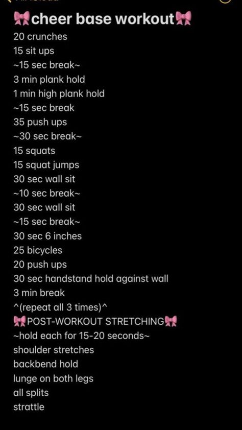 Cheer Base, Cheerleading Workouts, Post Workout Stretches, Shoulder Stretches, High Plank, Plank Hold, Cheer Workouts, Workouts At Home, Wall Sits