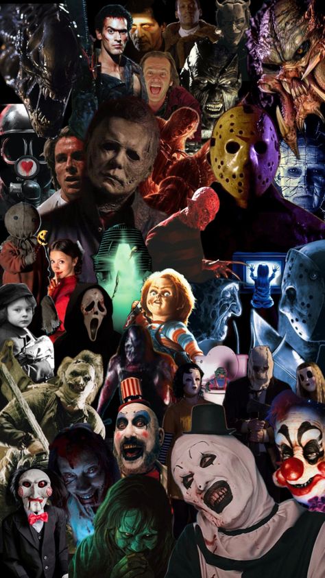 Movie Character Wallpaper, Halloween Wallpaper Iphone Backgrounds, Horror Movies Funny, Halloween Wallpaper Cute, Scary Movie Characters, Horror Pictures, Scary Wallpaper, Halloween Horror Movies, Horror Movie Icons