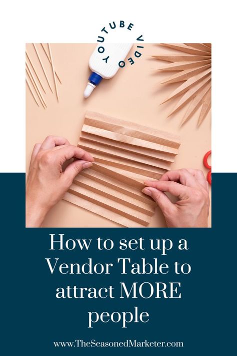 Planning your vendor table display can be difficult. Check out these vendor table display ideas for vendor table ideas that will attract people to YOUR small business. We can help with vendor booth display ideas, vendor table set up, vendor table decor, vendor table display ideas signs, and more. Follow us for more marketing tips, how to’s,  small business hacks, marketing hacks, and more. Find out YouTube channel, The Seasoned Marketer, for marketing tutorials and quick marketing education. Information Table Design, Tabletop Display Ideas, Table Display Ideas Vendor, Vendor Table Display Ideas, Vendor Table Ideas, Vendor Table Display, Vendor Booth Display Ideas, Table Display Ideas, Craft Show Table