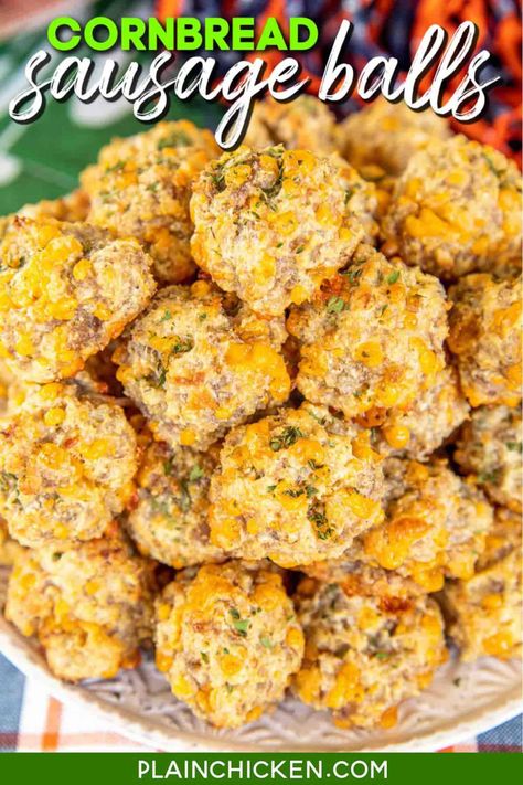 Stuffing Sausage Balls, Butterfinger Dip, Ham Puffs, Pineapple Dip Recipe, Antipasto Squares, Stuffing Sausage, Parmesan Bites, Cheese Cornbread, Sausage Puffs