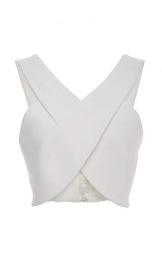 Cotton scuba wrapped corset top by ROSETTA GETTY for Preorder on Moda Operandi