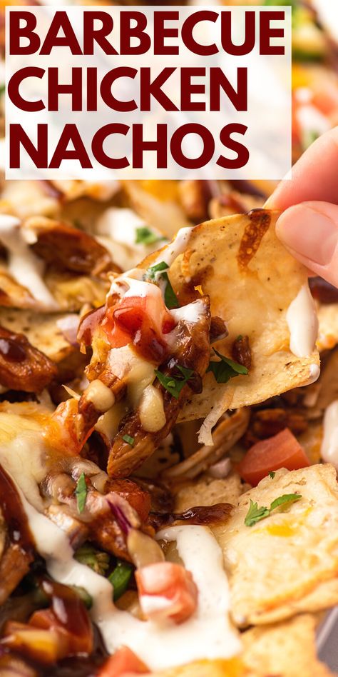 Shredded Bbq Chicken Meals, Baked Bbq Chicken Sides, Nachos With Chicken, Chicken Ranch Nachos, Nachos Chicken, Baked Chicken Nachos, Barbeque Nachos, Shredded Bbq Chicken Recipes, Nachos With Chicken And Cheese