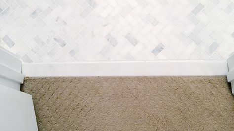 Tips for Designing a Seamless Tile to Carpet Transition - ACS Tile Entryway Transition To Carpet, Carpet To Tile Transition Ideas, Tile To Carpet Transition, Carpet And Vinyl Floor Transition, Carpet Tile Transition, Carpet To Tile Transition Strip, Flooring Threshold Transition, Carpet To Tile Transition, Carpet Smell