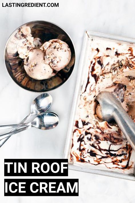 Tin Roof Ice Cream Recipe, Tin Roof Ice Cream, Recipes For Ice Cream Maker, Easy Drop Cookies, Strawberry Swirl Cheesecake, Frozen Dessert Recipes, Ice Cream Homemade, Recipe Cheesecake, Dessert Hacks