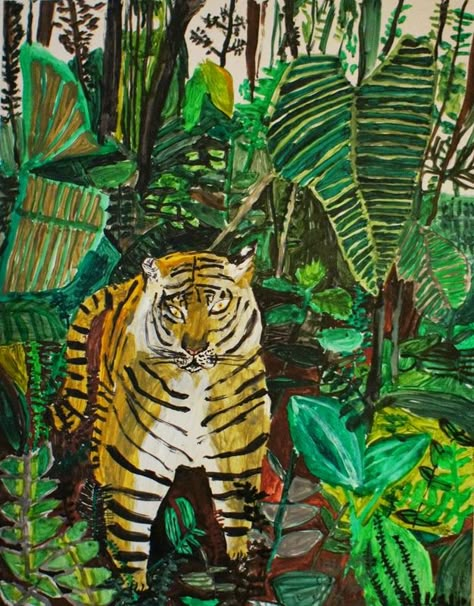 pinkpagodastudio: Miroco Machiko Miroco Machiko, Brown Paper Bag, Tiger Art, Art Brut, In The Jungle, A Tiger, Naive Art, Japanese Artists, Brown Paper