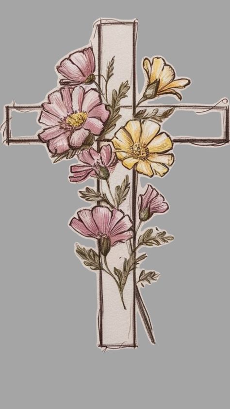 Wooden Cross With Flowers, Cross With Flowers, Hair And Nails, Nails, Makeup, Flowers, Hair, Quick Saves, Make Up