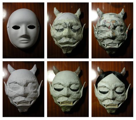 This is how I made the Japanese Demon mask for my Ririchiyo cosplay Diy Oni Mask, How To Make A Mask, Demons Mask, Japanese Mask Art, Larp Crafts, Yokai Mask, Mask Making Tutorial, How To Make Mask, Mascara Oni