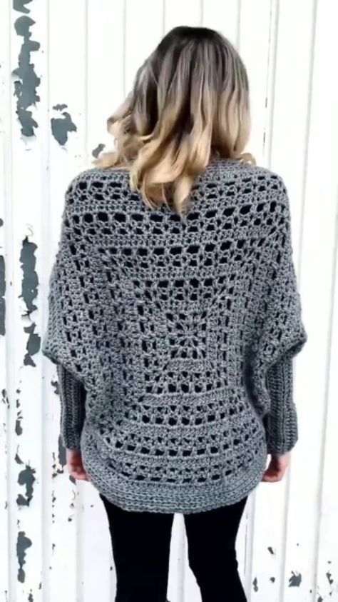 Large Granny Square, Crochet Shrug Pattern Free, Granny Square Patterns, Crochet Sweater Free, Gilet Crochet, Crochet Shrug Pattern, Shrug Pattern, Crochet Poncho Patterns, Crochet Shrug