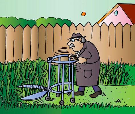 Funny gardening jokes. Hilarious garden walker cartoon. Lawn Care Humor, Gardening Jokes, Retirement Jokes, Gardening Photography, Funny Gardening, Gardening Humor, Garden Quotes, Gardening Advice, Winter Garden