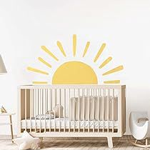 Girls Nursery Decor, Half Sun, Sun Wall Decor, Boy Girl Nursery, Yellow Nursery, Nursery Room Inspiration, Wall Decor Decals, Girls Nursery, Kids Wall Decals