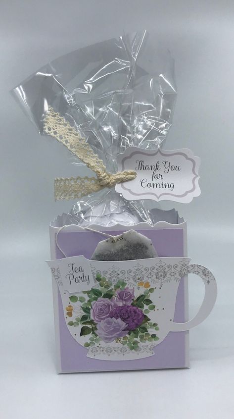 "An absolutely beautiful Purple Rose Eucalyptus and Sage Bouquet Bridal Shower Tea Party Favor for a bridal shower tea party or wedding! This listing is ONLY for  **a party favor with tag, bag, box, and ribbon $3.10 Favor includes decorated box with digitally personalized tag, cello bag, and ribbon. You will need to add your own goodies to share with your guests so there is assembly to fill the bag then tie the ribbon with the tag.  The order will be packed flat. You will have to peel two lines Sage Bouquet, Tea Party Bridal Shower Favors, Tea Party Favor, Paper Tea Cups, Bridal Shower Tea Party, Favor Cups, Tea Party Favors, Rose Violette, Bouquet Bridal