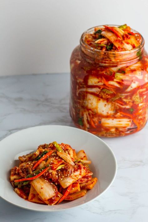 Pixie Nails, Cabbage Kimchi, Korean Vegan, Vegan Kimchi, Fermented Kimchi, Korean Kimchi, Korean Side Dishes, Food Pic, Pickled Cabbage