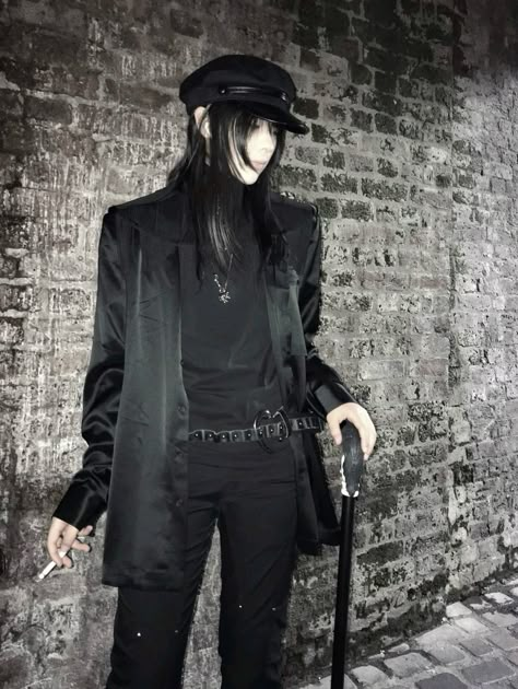 .・゜゜・ #visualkei #vkei #goth  setmefree_00 tiktok Goth Inspo Men, Gothic Fashion Masculine, Goths In The 80s, Black Goth Outfits Men, Gothic Casual Outfits Men, Victorian Gothic Men, Vkei Goth Outfit, Business Goth Men, Alt Korean Fashion