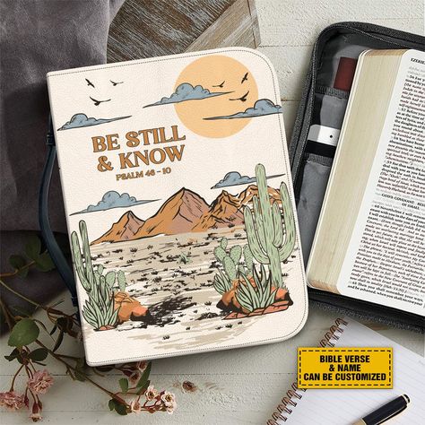 Teesdily | Personalized Desert Cactus Bible Study, Be Still And Know That I Am God Bible Book Cover, Christian Cowboy Cowgirl Bible Cover With Handle - 2X-LARGE Cute Bible Cases, Painted Bible Cover Ideas For Guys, Western Bible Cover, Bible Customization, Bible Designs Cover, Bible Decorations Ideas Cover, Decorated Bible Cover, Diy Bible Cover, Painted Bible Cover Ideas