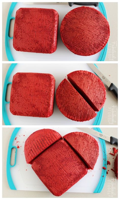 An easy way to make heart cake without having to buy a heart shaped pan Heart Shaped Cake Recipe, Pokemon Torte, Heart Cake Recipes, Shaped Cakes, Heart Shaped Cake, Valentines Baking, Heart Cakes, Shaped Cake, Heart Shaped Cakes