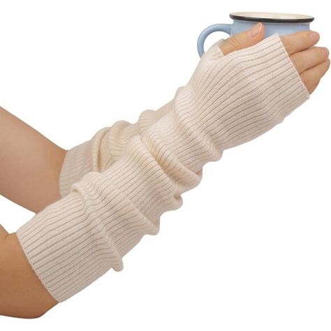 HOT Blended Arm Warmer Winter Fingerless Gloves Off White,42cm Fingerless Gloves Knitted, Long Gloves, Wrist Warmers, Knit Mittens, Knitted Gloves, Soft Yarn, Thumb Holes, Mitten Gloves, Hand Warmers