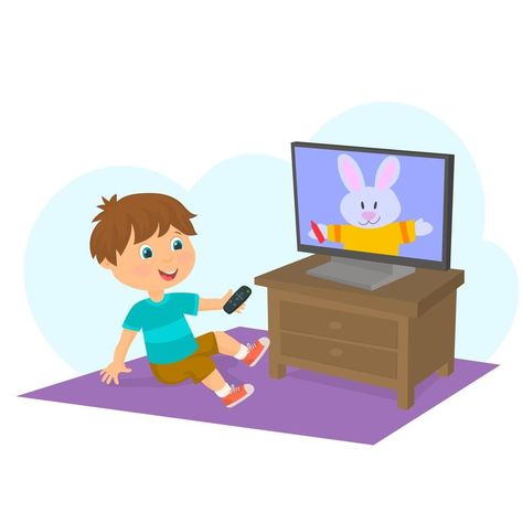 Boy watching cartoons on television with remote control in hand Watch Tv Cartoon, Watching Cartoons, Watch Cartoon, Tv Cartoon, Watch Drawing, Watching Television, Action Pictures, Baby Montessori, Kindergarten Reading Worksheets