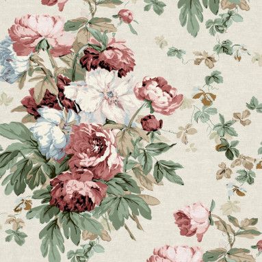 Peony Fabric, 2 Seat Sofa, Printed Linen Fabric, Natural Weave, Summer Linen, Curtain Material, Botanical Pattern, Summer Prints, Bunch Of Flowers