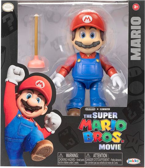 5” Mario figure with premium details and textures 16 points of articulation and realistic acrylic eyes Comes in collectors packaging Plunger accessory also included Suggested for kids ages 3 years and up Super Mario 5, Super Mario Movie, Mario Action Figures, Super Mario Toys, Mario Movie, Mario Toys, Rare Comic Books, The Super Mario Bros Movie, Super Mario Bros Movie