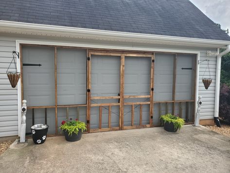 Carport Makeover, Garage Screen, House Character, Garage Organizing, Porch Diy, Garage Screen Door, Diy Screen Door, Doors Diy, Gutter Repair