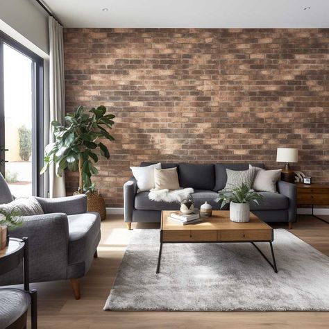 3 Creative Ways to Use Brick Wallpaper in Your Living Room • 333+ Images • [ArtFacade] Urban Chic Living Room, Pvc Ceiling Design, House Color Schemes, Lifestyle Ideas, Brick Wallpaper, Brick Patterns, Chic Living Room, Chic Look, Urban Chic