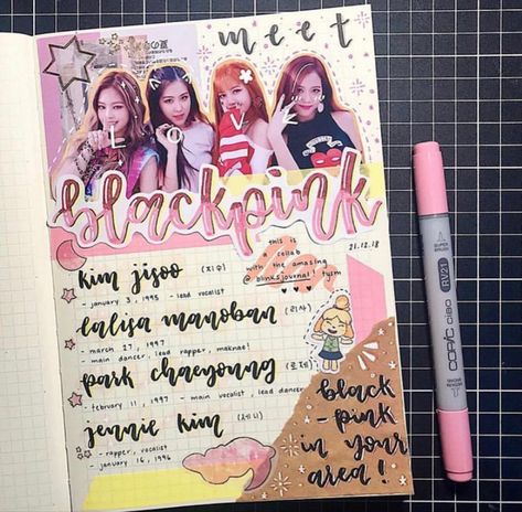 Blackpink Journaling, Pink Wallpaper Quotes, Blackpink Square Up, Bullet Journal Quotes, Bullet Journal Mood Tracker Ideas, Blink Book, Diy Journal Books, Bullet Journal Diy, Bullet Journal Design Ideas