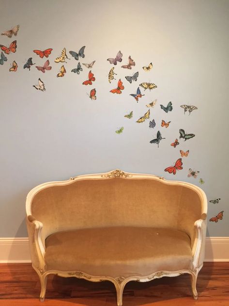 Butterfly Wall Mural Paint, Butterfly Painting On Wall, Butterfly Mural Wall Painting, Wall Painting Butterfly, Butterfly Wall Painting, Butterfly Mural, Bookstore Ideas, Indoor Mural, Pillar Design