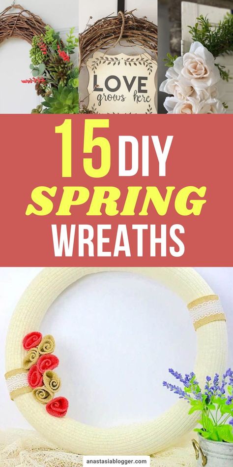 A spring wreath does not have to cost so much because I have here 15 homemade DIY spring wreaths ideas you can easily do for your front door! #springideas #springwreath #diy Birdseed Wreath, Spring Wreath Ideas, Hydrangea Wreath Diy, Succulent Wreath Diy, Diy Daisy, Daisy Wreath, Rainbow Wreath, Easter Spring Wreath, Easy Diy Wreaths